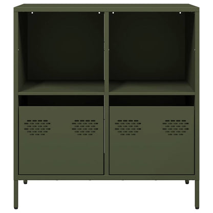 Sideboard Olivgrün 68x39x73,5 cm Kaltgewalzter Stahl