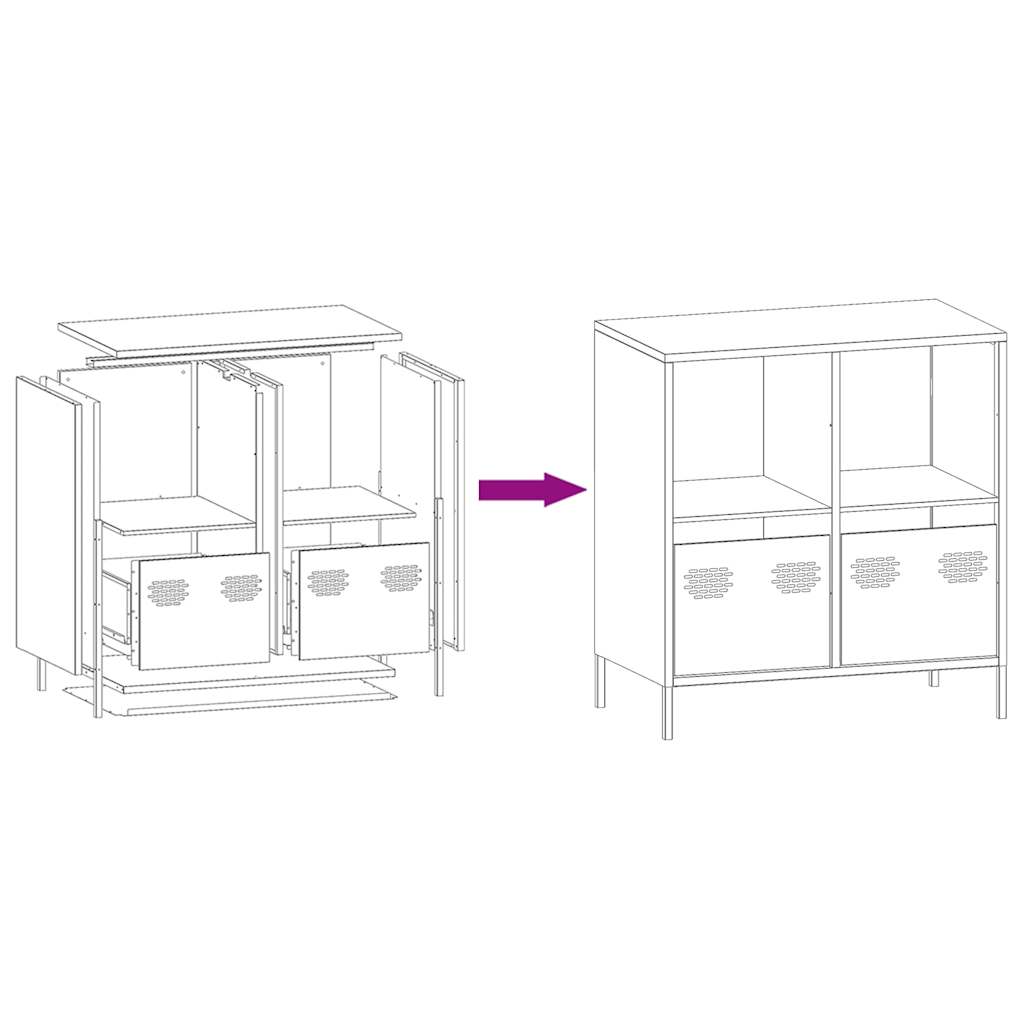 Sideboard Olivgrün 68x39x73,5 cm Kaltgewalzter Stahl