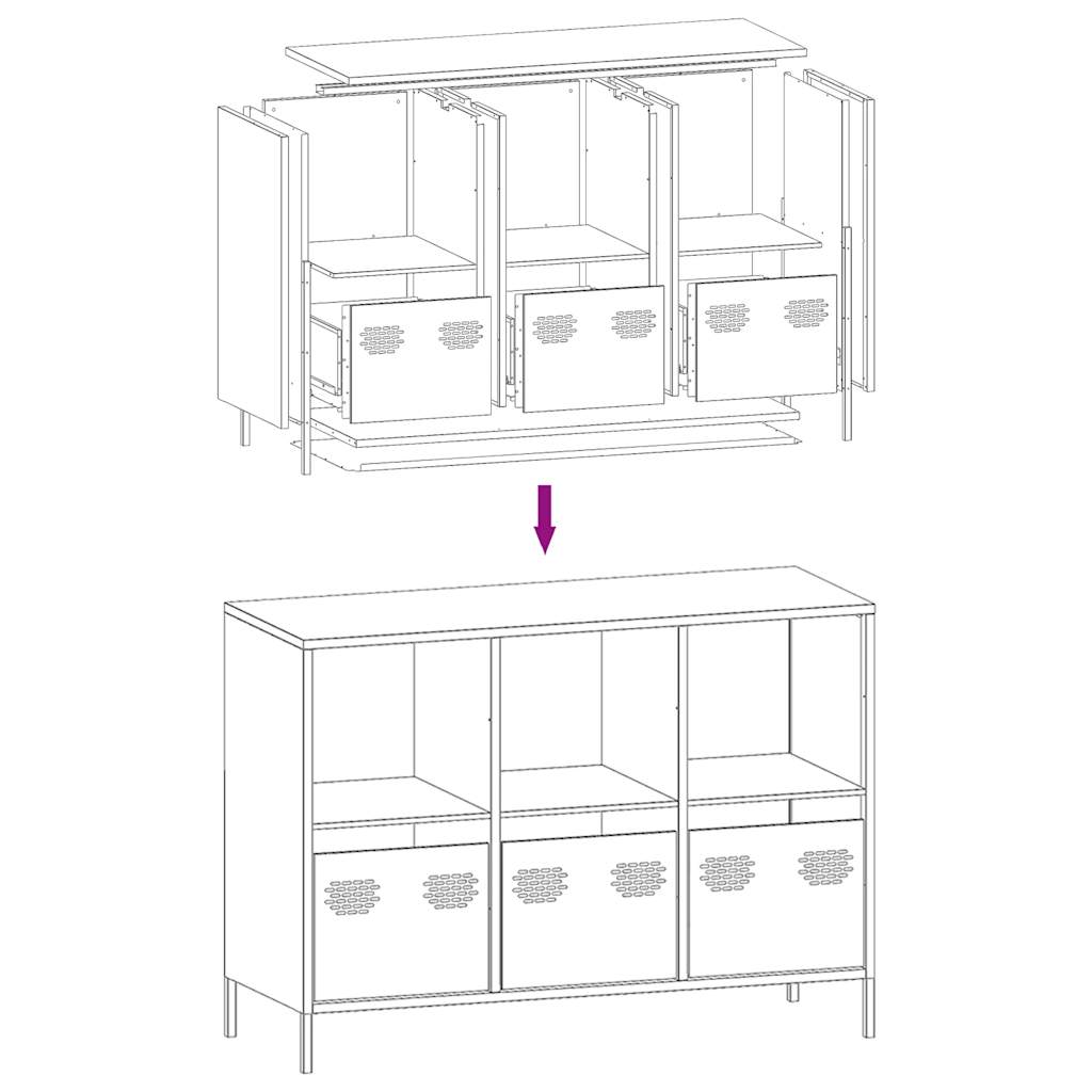 Sideboard Anthrazit 101,5x39x73,5 cm Kaltgewalzter Stahl