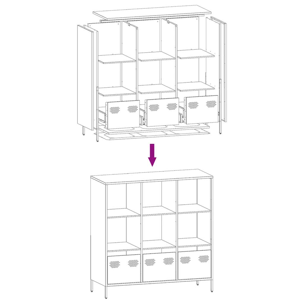 Highboard Senfgelb 101,5x39x103,5 cm Stahl