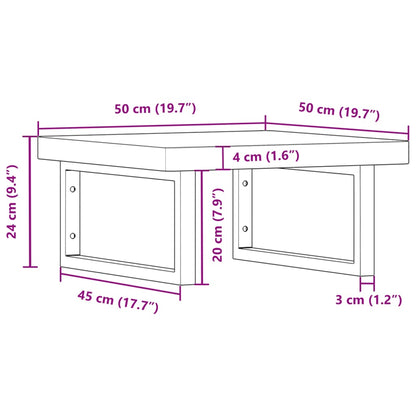 Waschbeckenregal Wandmontage Stahl und Massivholz Buche