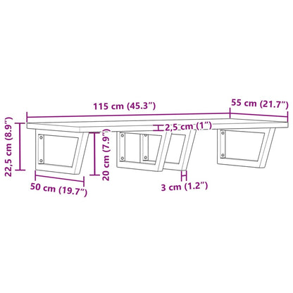 Waschbeckenregal Wandmontage Stahl und Massivholz Buche