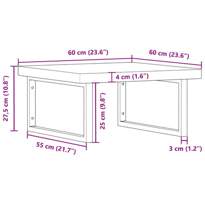 Waschbeckenregal Wandmontage Stahl und Massivholz Buche