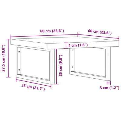 Waschbeckenregal Wandmontage Stahl und Massivholz Buche