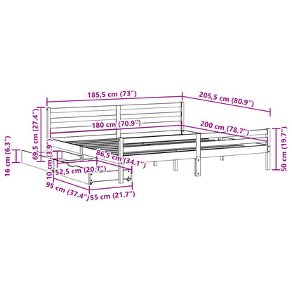 Massivholzbett ohne Matratze Weiß 180x200 cm Kiefernholz