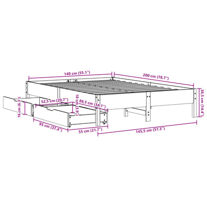 Massivholzbett ohne Matratze 140x200 cm Kiefernholz