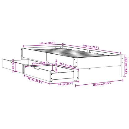 Massivholzbett ohne Matratze 100x200 cm Kiefernholz