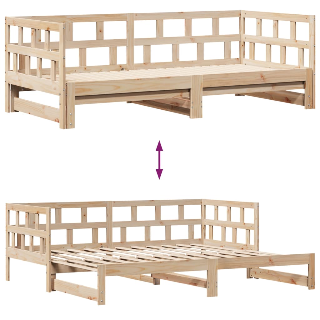 Tagesbett Ausziehbar mit Schubladen ohne Matratze 80x200 cm