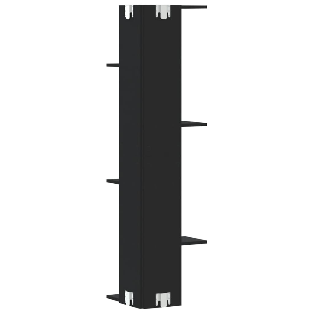 Wand-Eckregal Schwarz 36,5x36,5x140 cm Holzwerkstoff