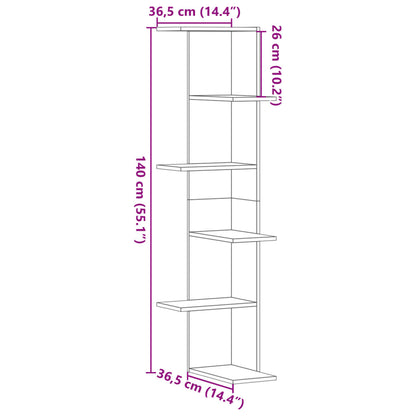 Wand-Eckregal Betongrau 36,5x36,5x140 cm Holzwerkstoff