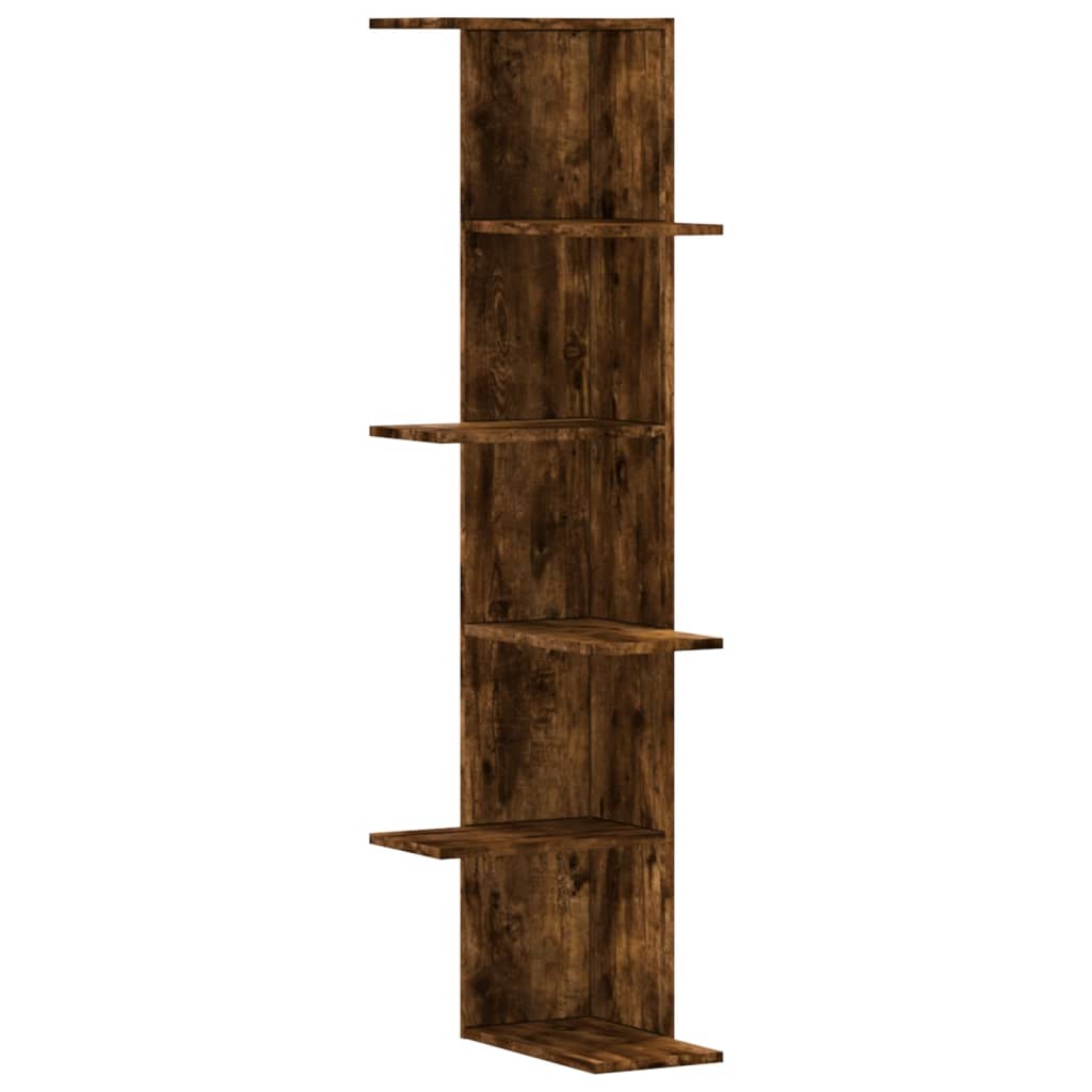 Wand-Eckregal Räuchereiche 36,5x36,5x140 cm Holzwerkstoff