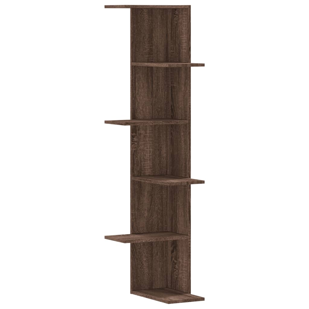 Wand-Eckregal Braun Eichen-Optik 36,5x36,5x140 cm Holzwerkstoff