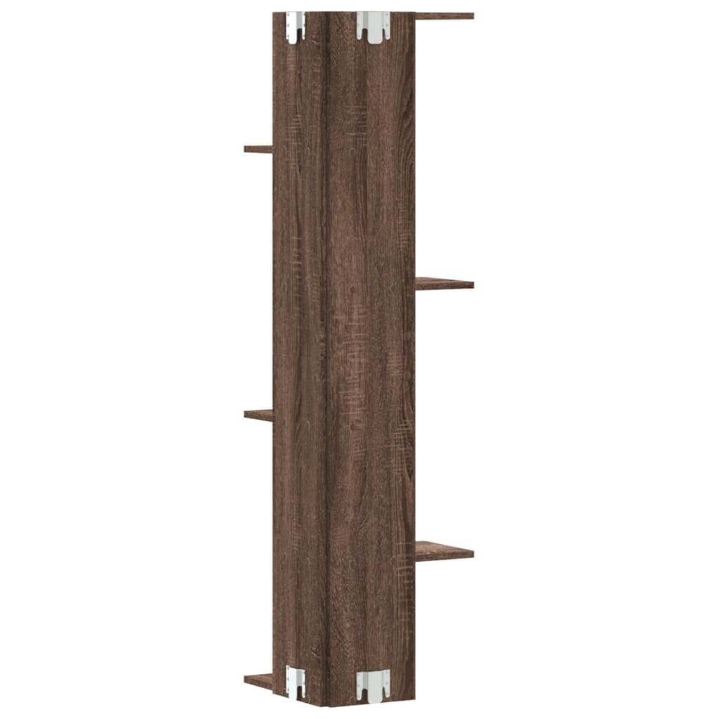 Wand-Eckregal Braun Eichen-Optik 36,5x36,5x140 cm Holzwerkstoff