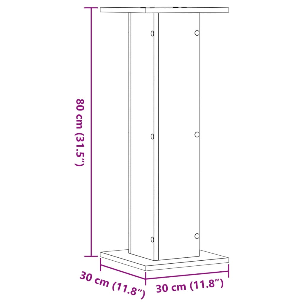 Lautsprecherständer 2 Stk. Grau Sonoma 30x30x80cm Holzwerkstoff