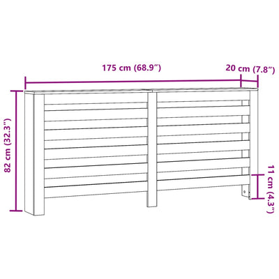 Heizkörperverkleidung Altholz-Optik 175x20x82 cm Holzwerkstoff