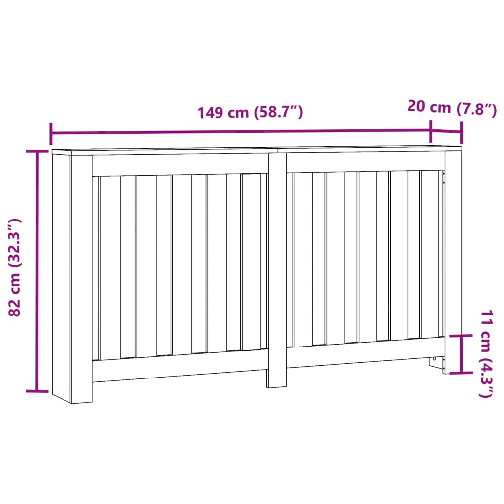 Heizkörperverkleidung Altholz-Optik 149x20x82 cm Holzwerkstoff