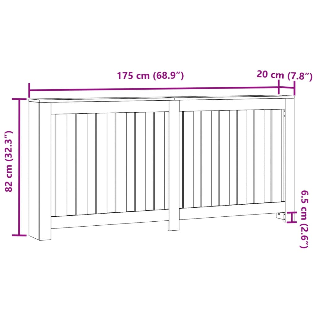 Heizkörperverkleidung Altholz-Optik 175x20x82 cm Holzwerkstoff