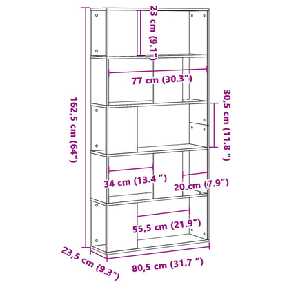 Bücherregal 5 Böden Altholz 80,5x23,5x162,5 cm Holzwerkstoff