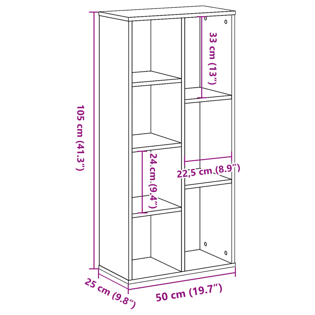 Bücherregal Schwarz 50x25x105 cm Holzwerkstoff