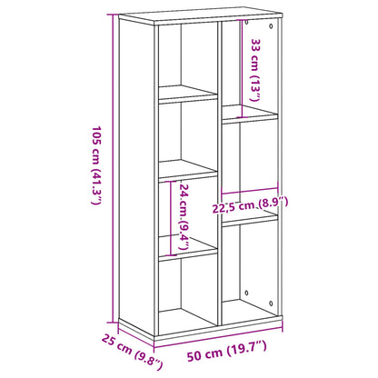 Bücherregal Schwarz 50x25x105 cm Holzwerkstoff