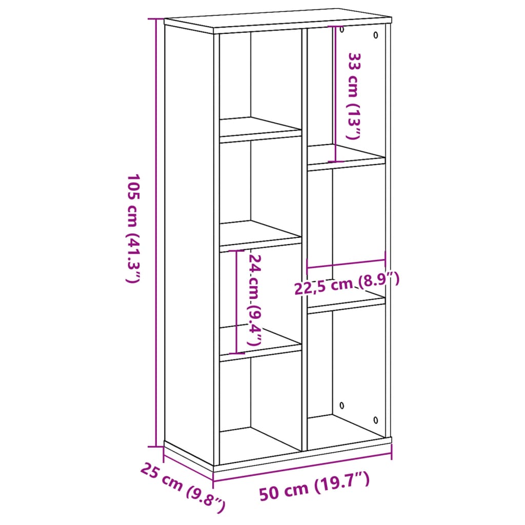 Bücherregal Altholz-Optik 50x25x105 cm Holzwerkstoff