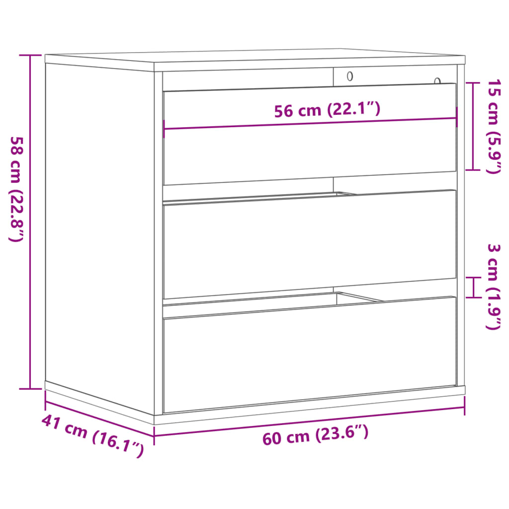 Kommode Sonoma-Eiche 60x41x58 cm Holzwerkstoff