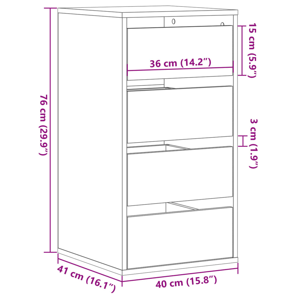 Kommode Sonoma-Eiche 40x41x76 cm Holzwerkstoff