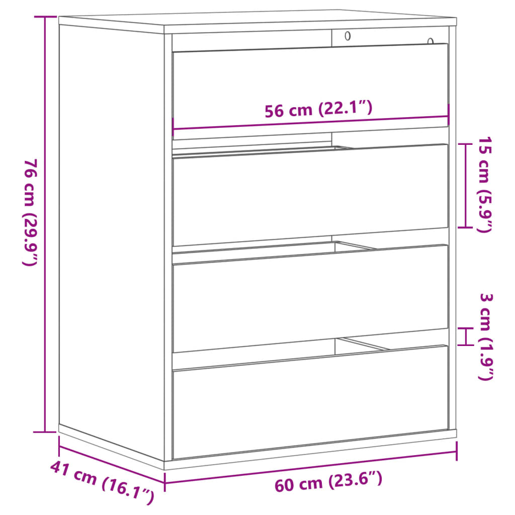 Kommode Betongrau 60x41x76 cm Holzwerkstoff