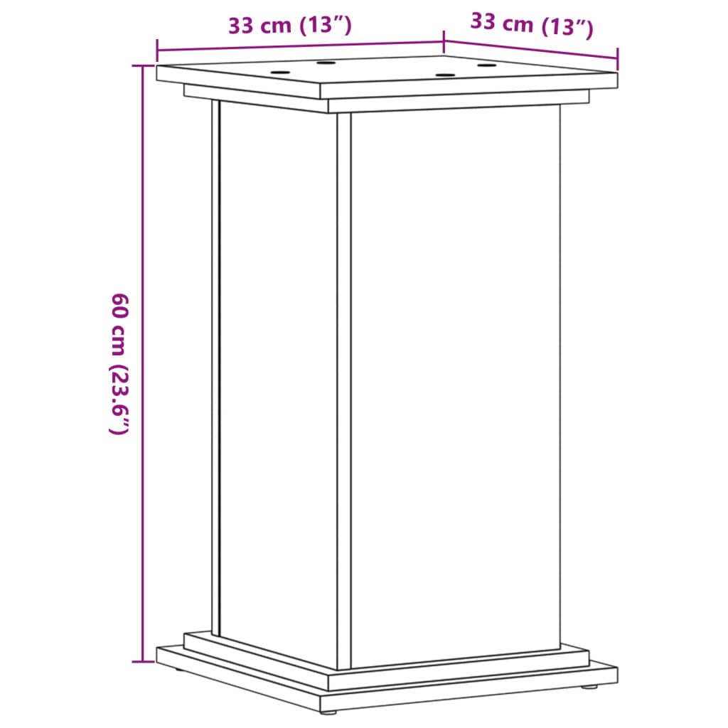 Pflanzenständer Braun Eichen-Optik 33x33x60 cm Holzwerkstoff