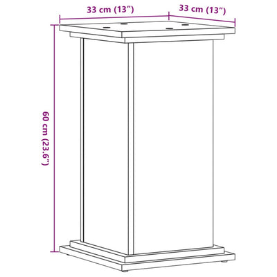 Pflanzenständer Braun Eichen-Optik 33x33x60 cm Holzwerkstoff