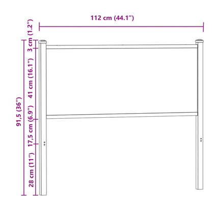 Kopfteil Räuchereiche 107 cm Holzwerkstoff und Stahl