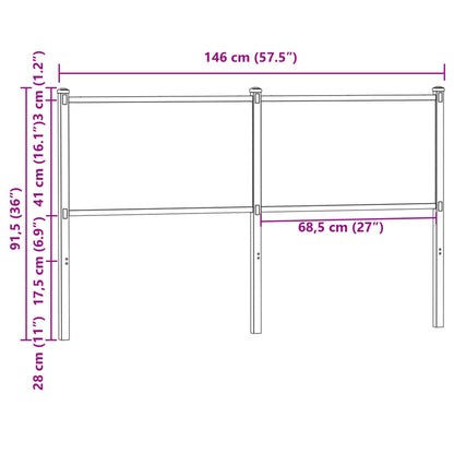 Kopfteil Räuchereiche 140 cm Holzwerkstoff und Stahl