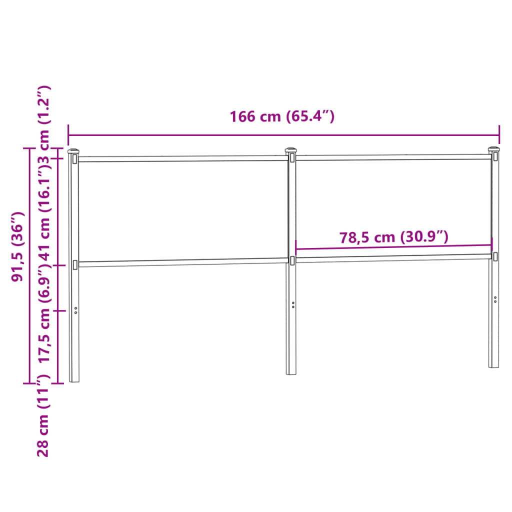 Kopfteil Räuchereiche 160 cm Holzwerkstoff und Stahl