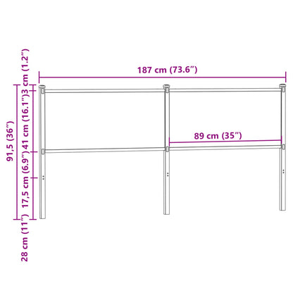 Kopfteil Räuchereiche 180 cm Holzwerkstoff und Stahl