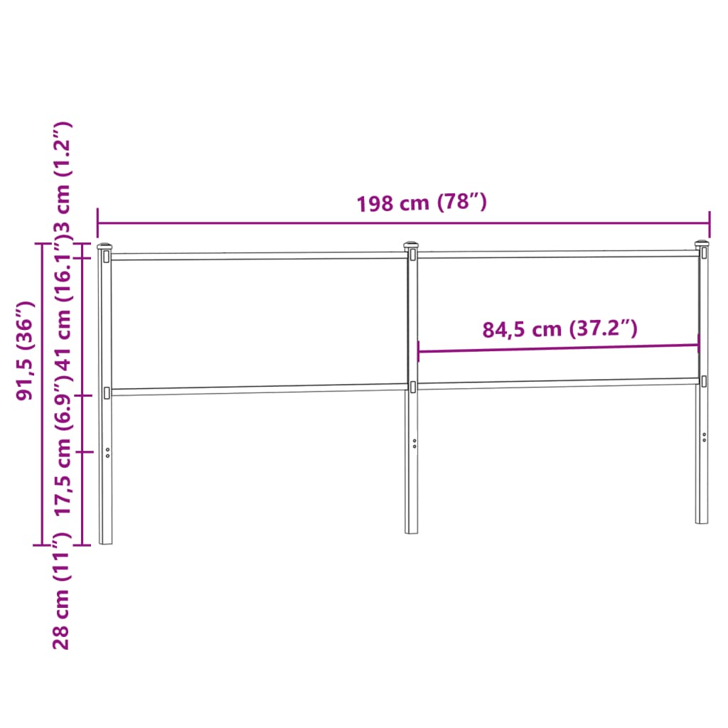 Kopfteil Räuchereiche 190 cm Holzwerkstoff und Stahl