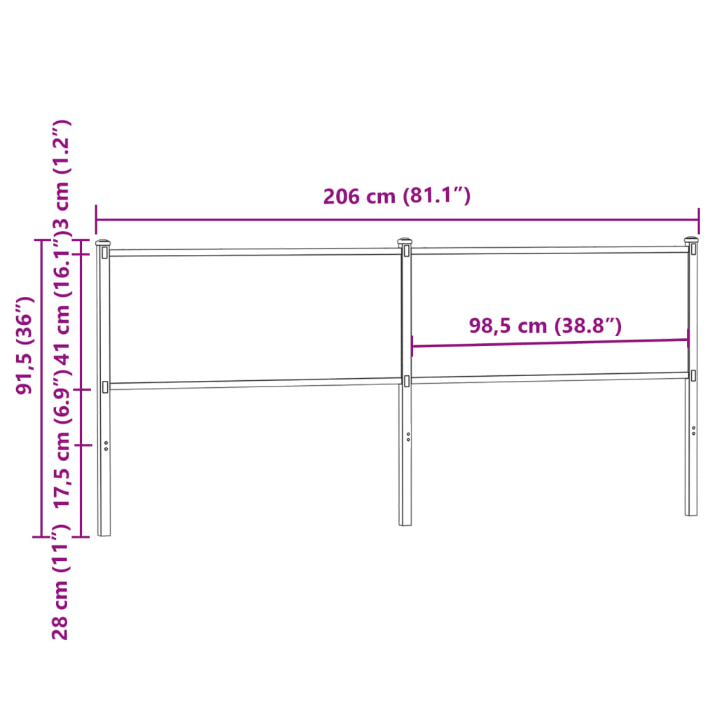 Kopfteil Räuchereiche 200 cm Holzwerkstoff und Stahl