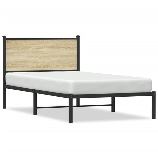 Metallbett ohne Matratze Sonoma-Eiche 107x203 cm