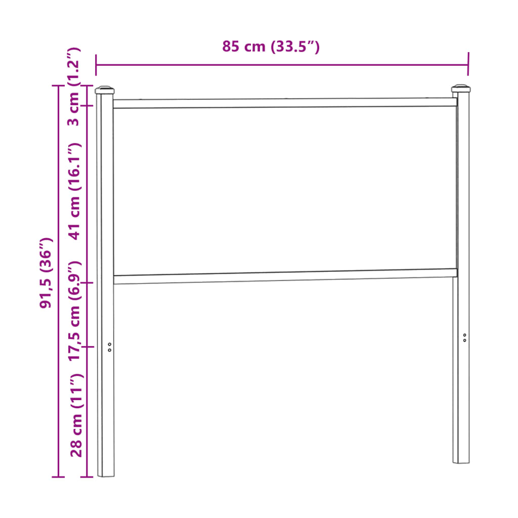 Kopfteil Sonoma-Eiche 80 cm Holzwerkstoff und Stahl