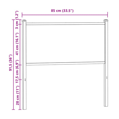 Kopfteil Sonoma-Eiche 80 cm Holzwerkstoff und Stahl