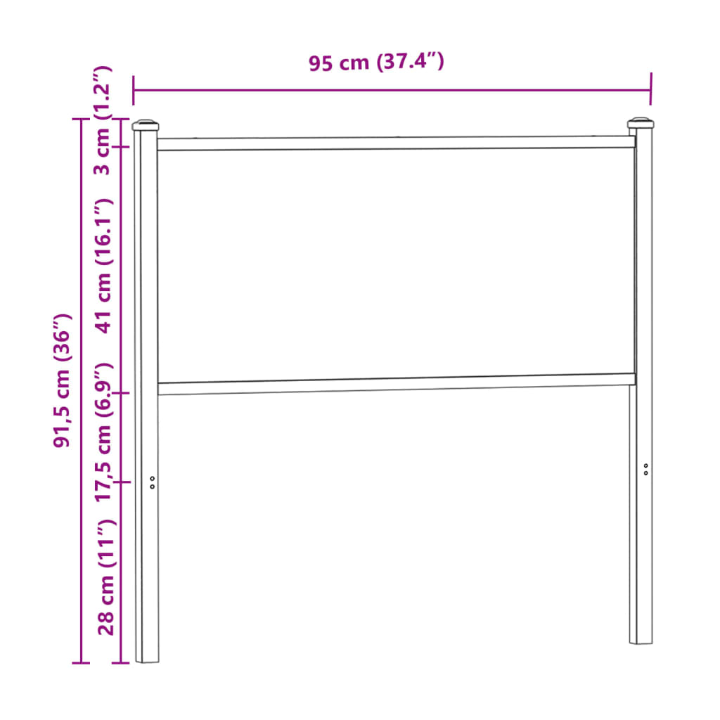 Kopfteil Sonoma-Eiche 90 cm Holzwerkstoff und Stahl