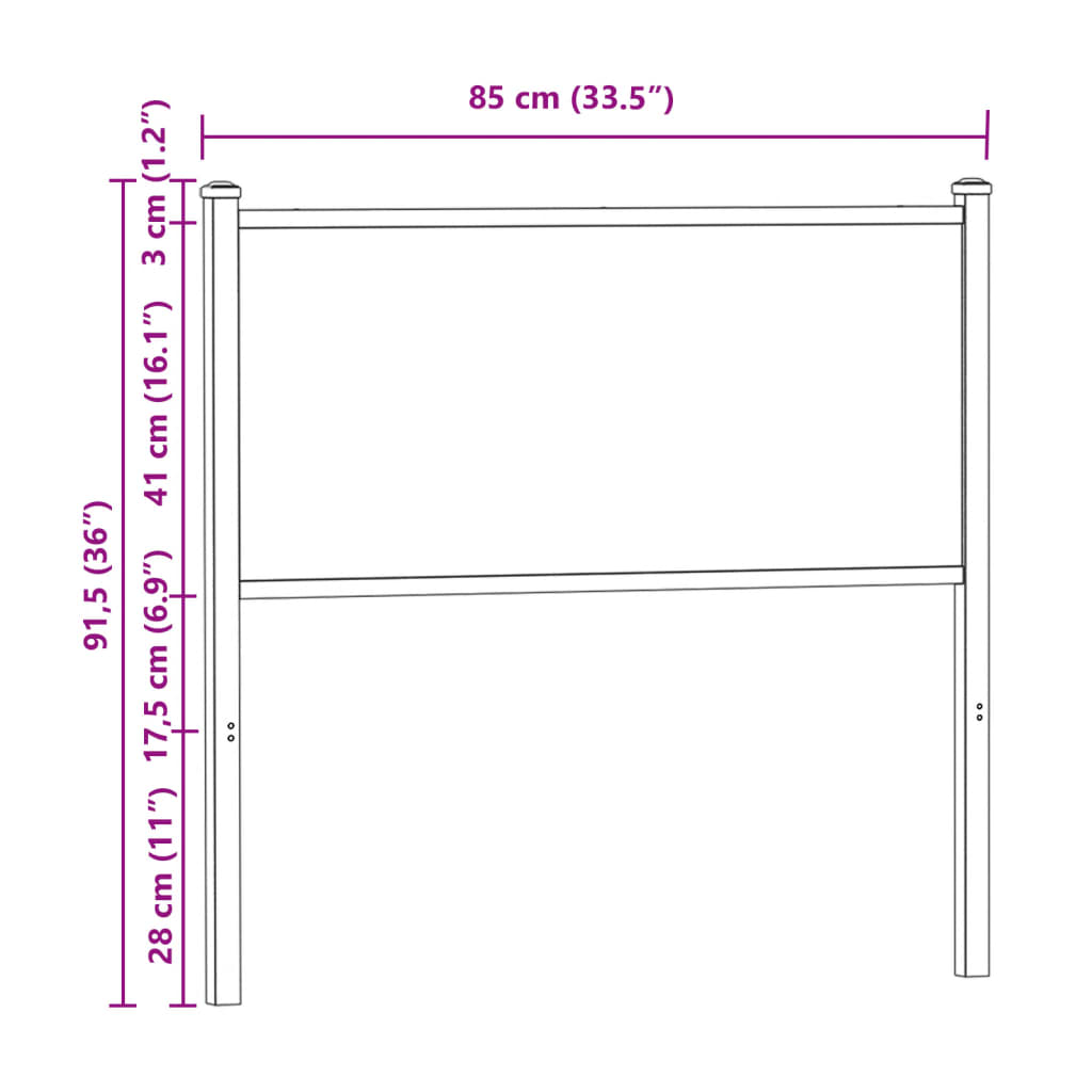 Kopfteil Braun Eichen-Optik 80 cm Holzwerkstoff und Stahl