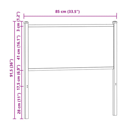 Kopfteil Braun Eichen-Optik 80 cm Holzwerkstoff und Stahl