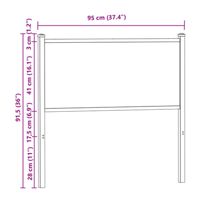 Kopfteil Braun Eichen-Optik 90 cm Holzwerkstoff und Stahl