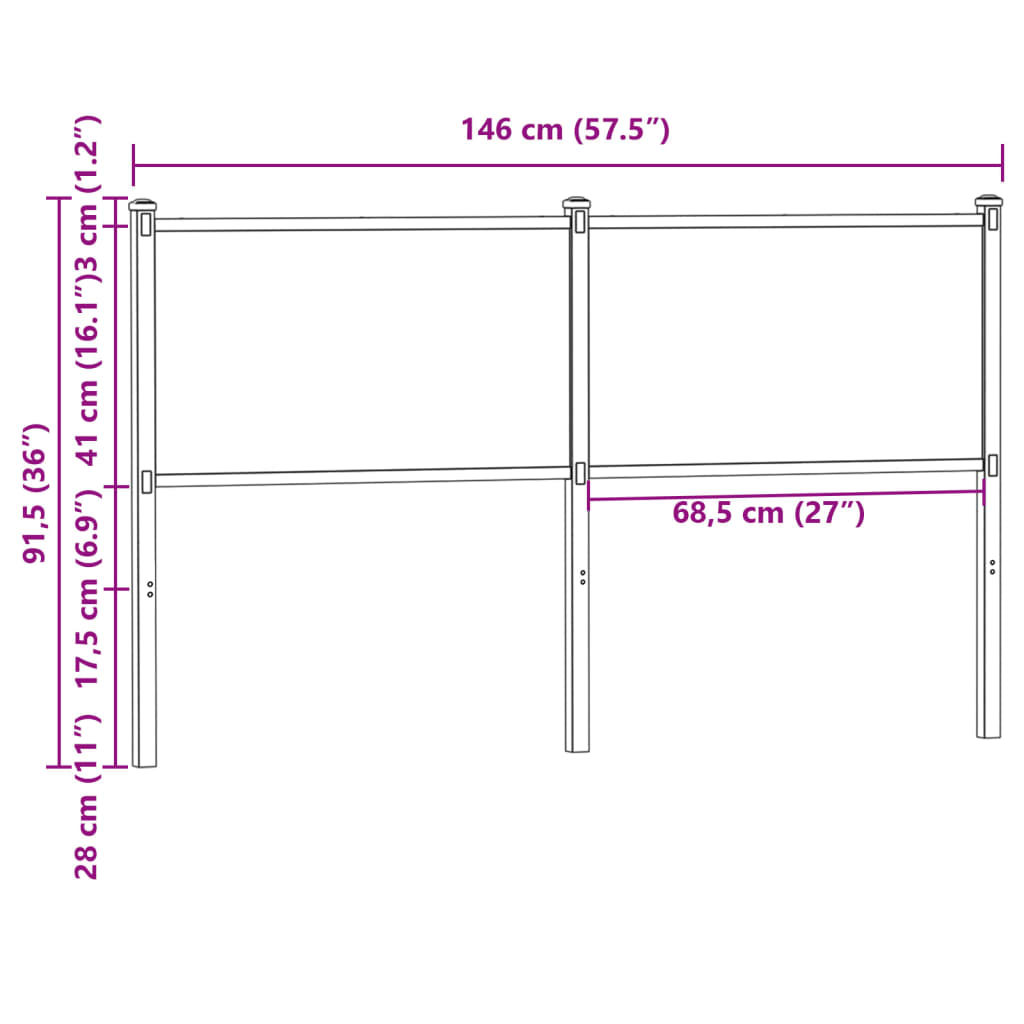 Kopfteil Braun Eichen-Optik 140 cm Holzwerkstoff und Stahl