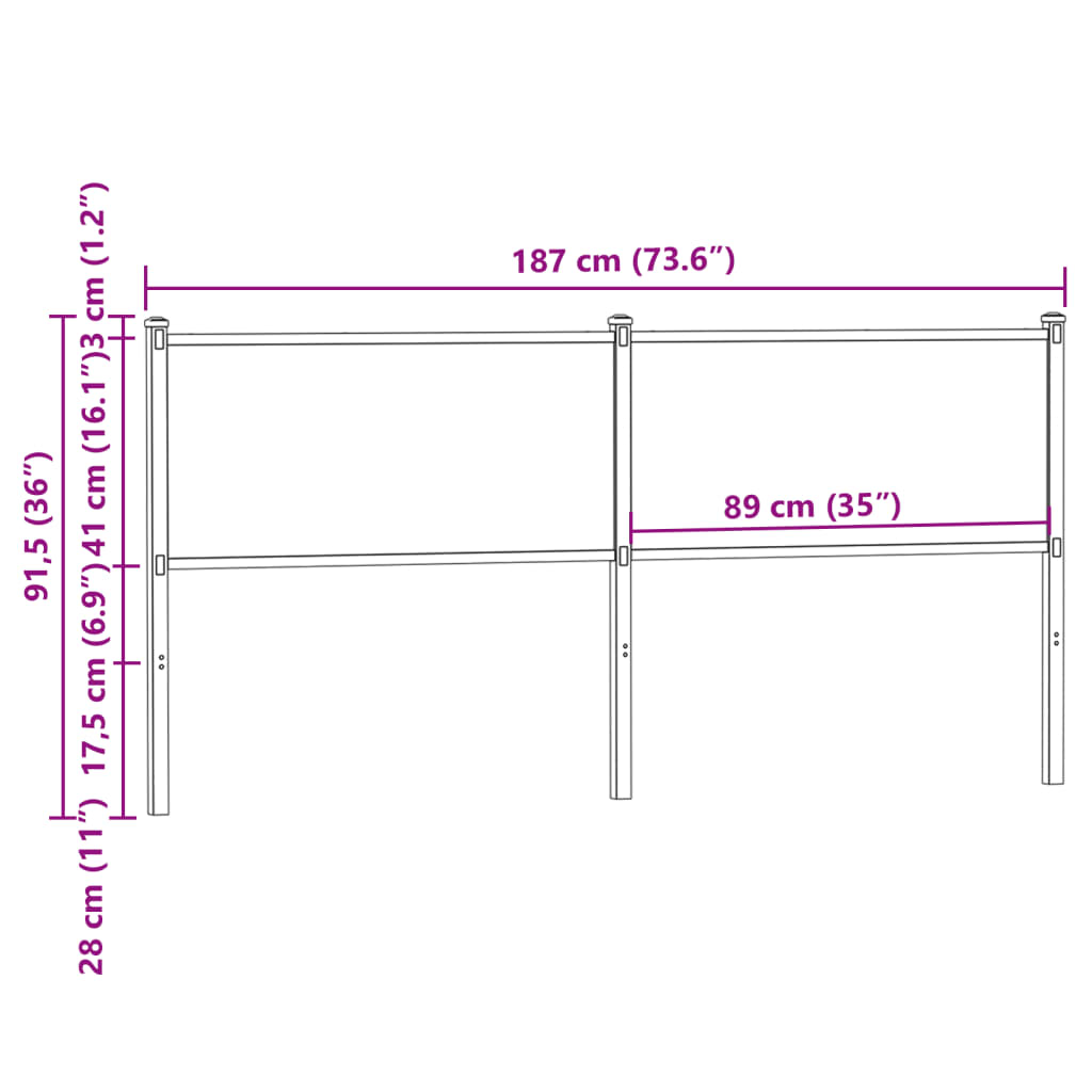 Kopfteil Braun Eichen-Optik 180 cm Holzwerkstoff und Stahl