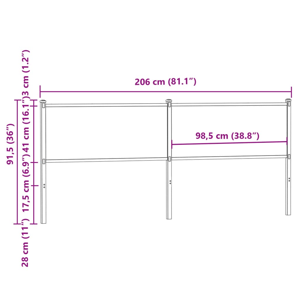 Kopfteil Braun Eichen-Optik 200 cm Holzwerkstoff und Stahl