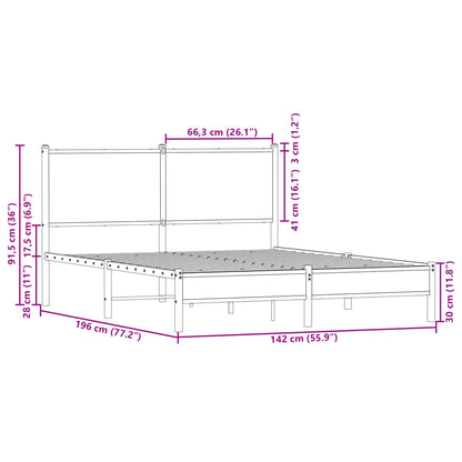 Metallbett ohne Matratze Sonoma-Eiche 137x190 cm