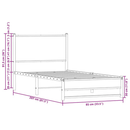 Metallbett ohne Matratze Sonoma-Eiche 80x200 cm