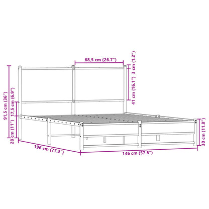 Metallbett ohne Matratze Braun Eichen-Optik 140x190 cm