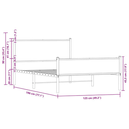 Metallbett ohne Matratze Eichen-Optik 120x190 cm